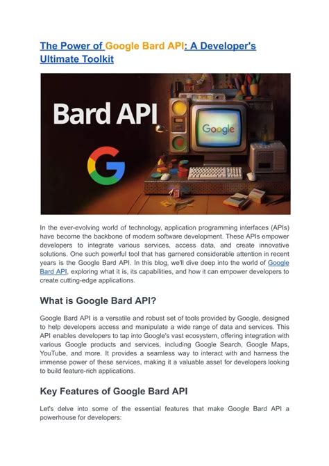 Google Bard Developer Api