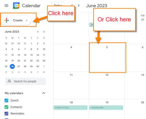 Google Calendar create button