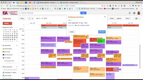google calendar meeting agenda