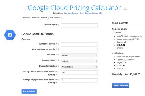 google cloud vps hosting pricing calculator