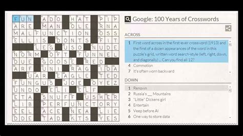 google crossword puzzles