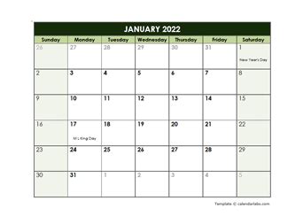 google docs 2022 calendar template