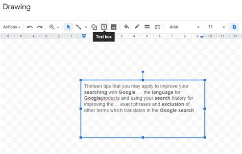 Google Docs Floating Text Box