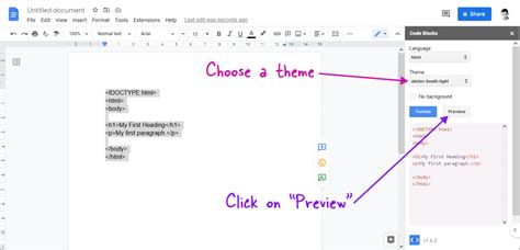 Google Docs Insert Code Block