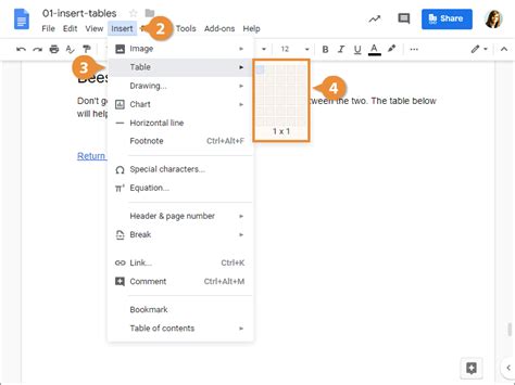 Google Docs Insert Sheets Table