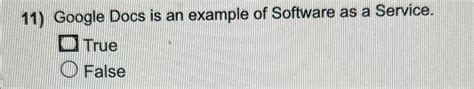 Google Docs Is An Example Of Software As A Service True Or False