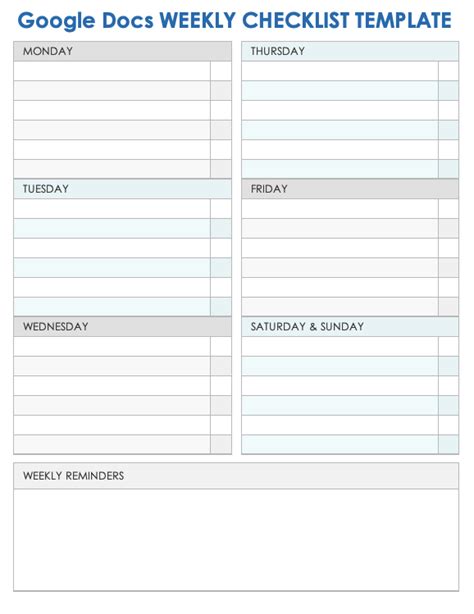 google docs list template free