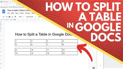 Google Docs Split Tables
