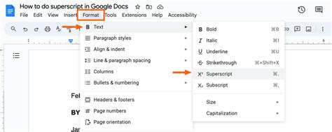 Google Docs Superscript Shortcut