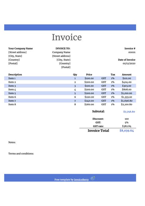 google drive invoice template