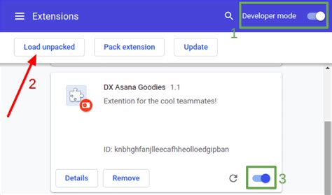 Google Extensions Developer Mode