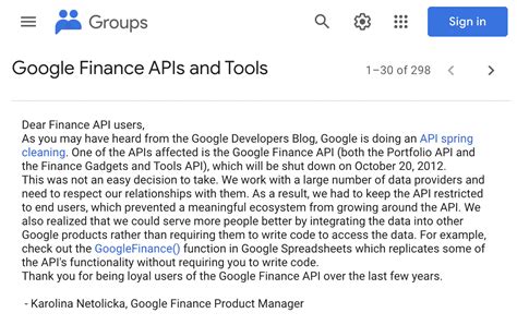 google finance data api