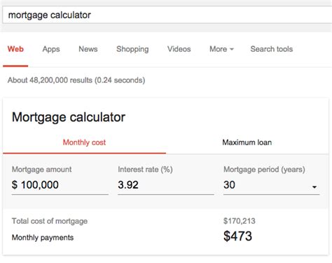 google fixed rate mortgage calculator