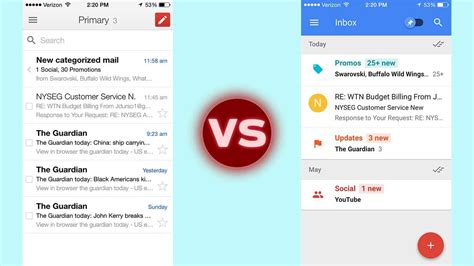 google gmail vs inbox