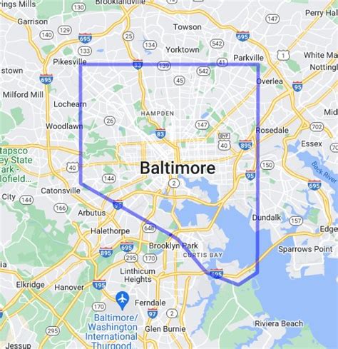google map of baltimore city