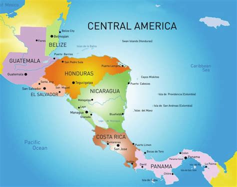 google map of central american countries