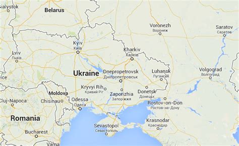 google map of ukraine and russia