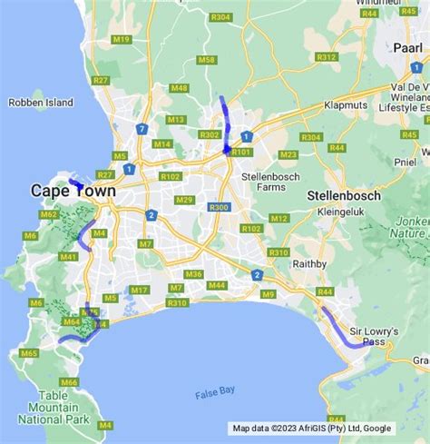 google maps directions cape town south africa
