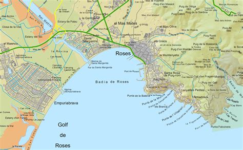 Carte Rosas Espagne au nord de la Costa Brava