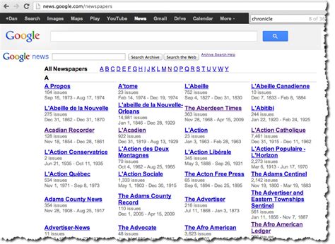 google news archive list