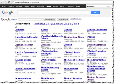 google newspapers archives list