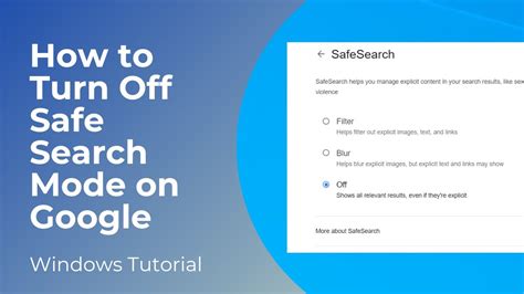 Google Safe Search Off Browser