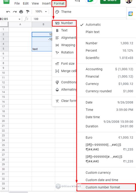 google sheets app change number format
