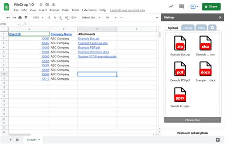 Google Sheets Attach Document