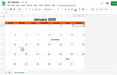 google sheets calendar template 2024