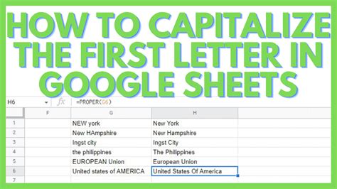 How To Capitalize First Letter In Google Sheets YouTube
