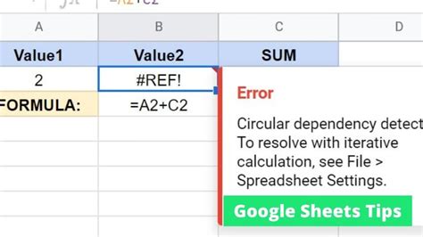 How to fix the "Circular dependency detected" error in Google Sheets