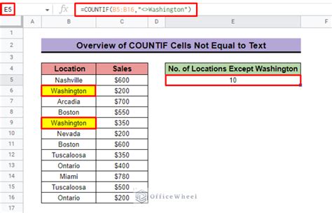 Google Sheets Countif Not Equal To Text