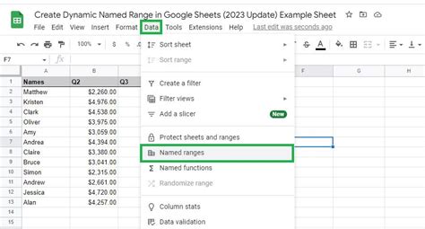 How To Named Ranges in Google Sheets Complete Guide 2021