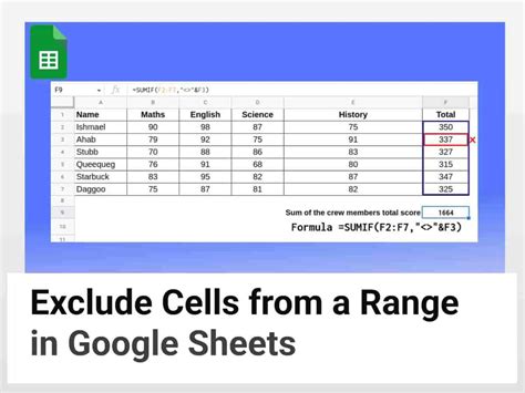 Google Sheets Exclude Cell From Range