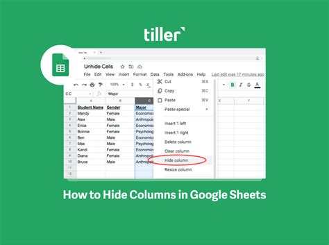 Google Sheets Filter View Hide Columns