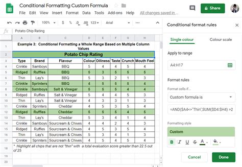 Google Sheets Formulas Conditional Formatting