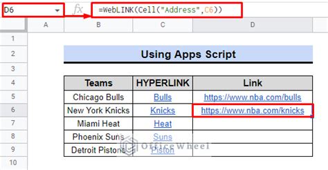 google sheets get hyperlink from cell formula