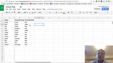 Google Sheets Header Column