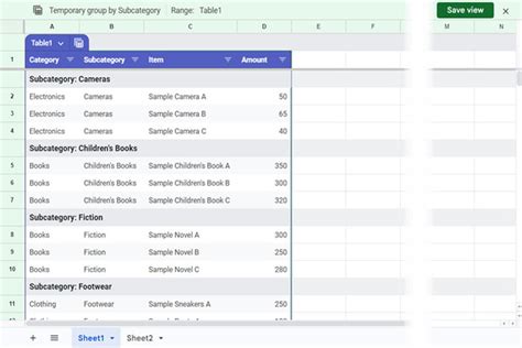 google sheets table reference