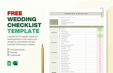 google sheets wedding checklist template