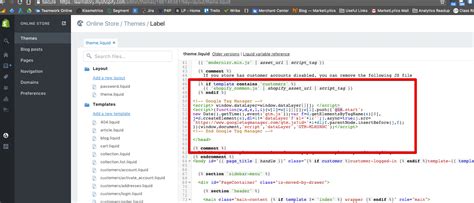 google tag manager code shopify