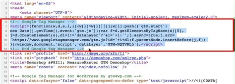 google tag manager code snippet example
