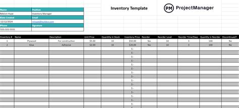 Google Template Inventory