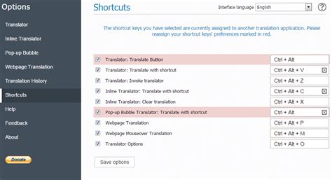 google translate shortcut key
