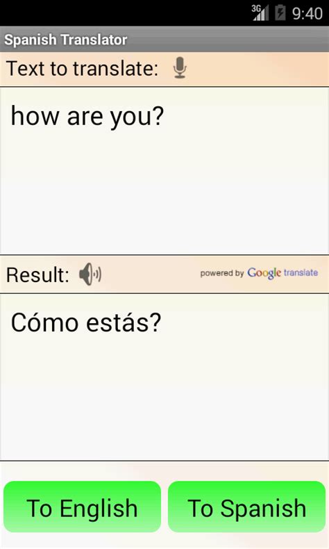 google translate spanish to english sentences