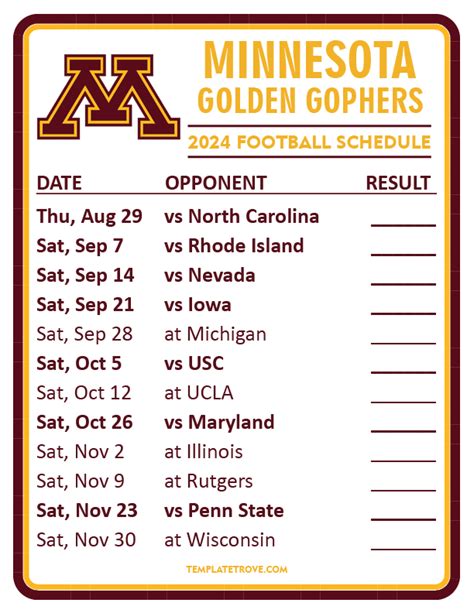 gopher football schedule