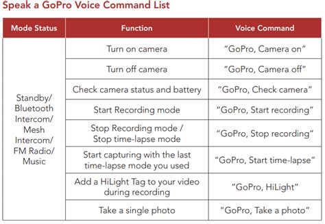 gopro voice commands