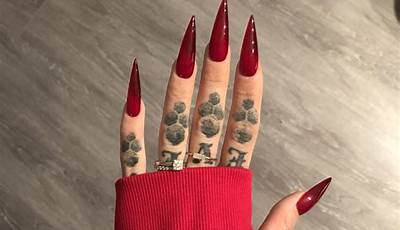 Goth Valentines Nails Stiletto