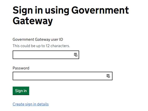 government gateway login password