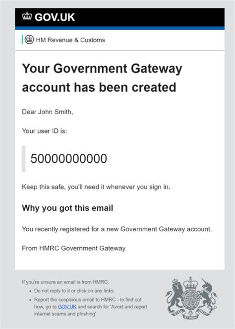 government gateway user id and password